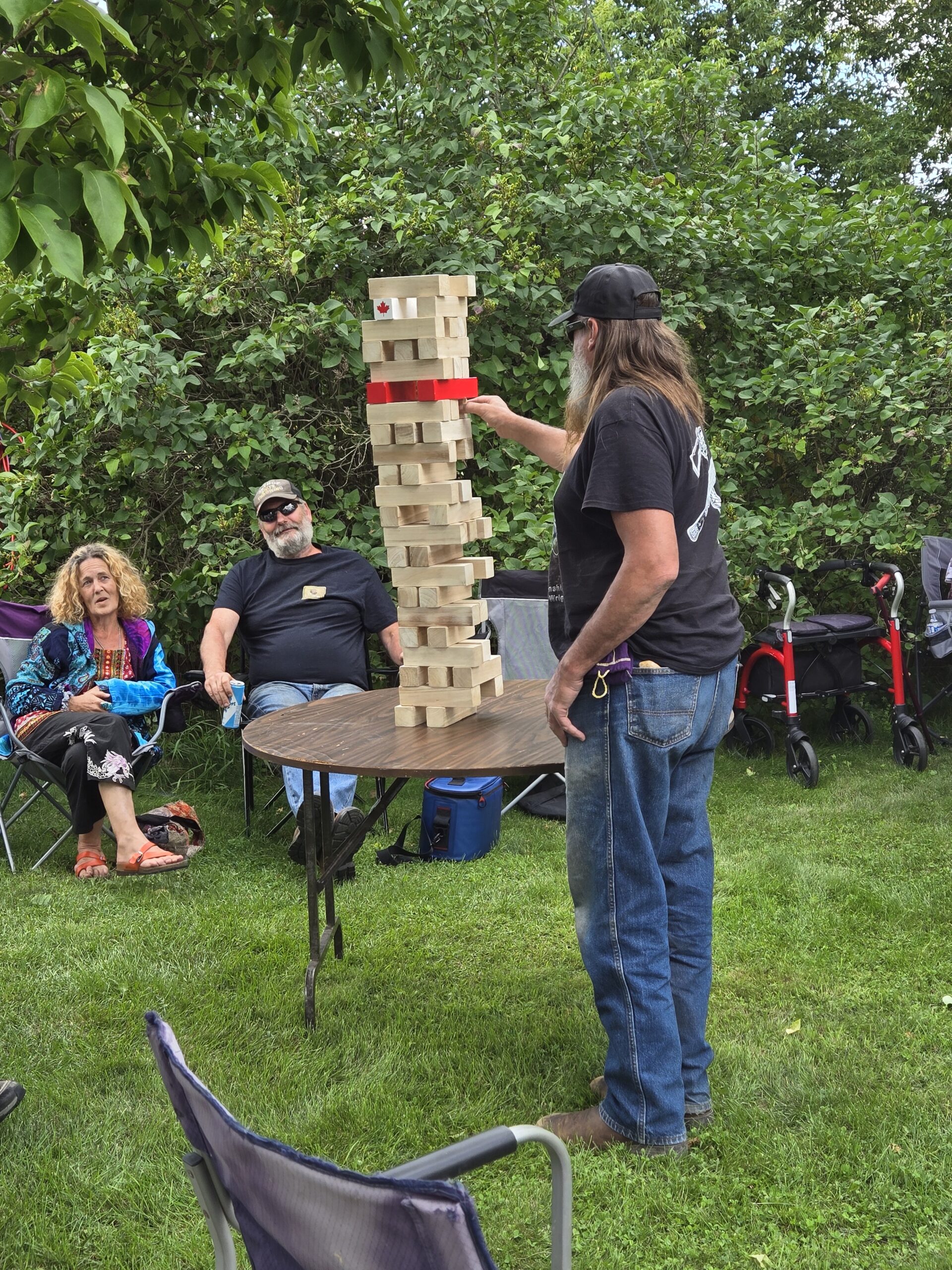 Ward Wright, Jody + USA friend playing Block Stacking challenge